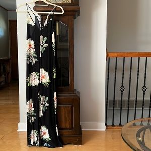 Top shop black floral jumpsuit